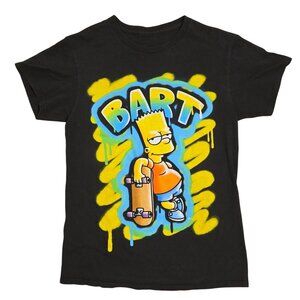 Bart Simpson Graphic Tee Black Skateboard Design Size Small The Simpsons